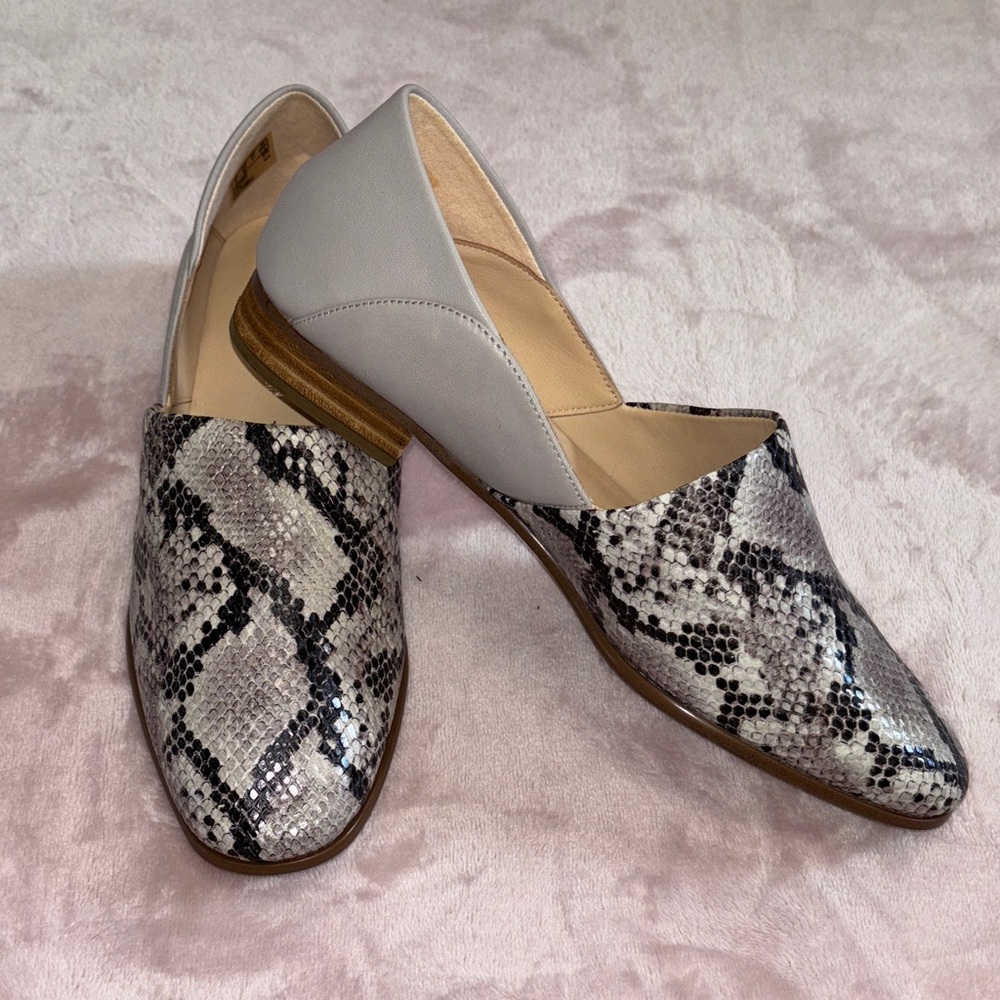 Clarks Gray and Black Snakeskin Loafers
